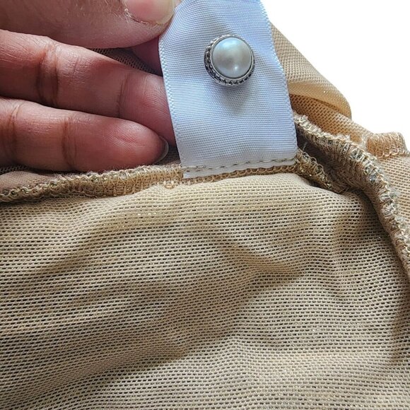 Saylor Saydee Mini Dress Beige Platinum Metallic Mock Neck Long Sleeve Sz Large - Picture 15 of 16